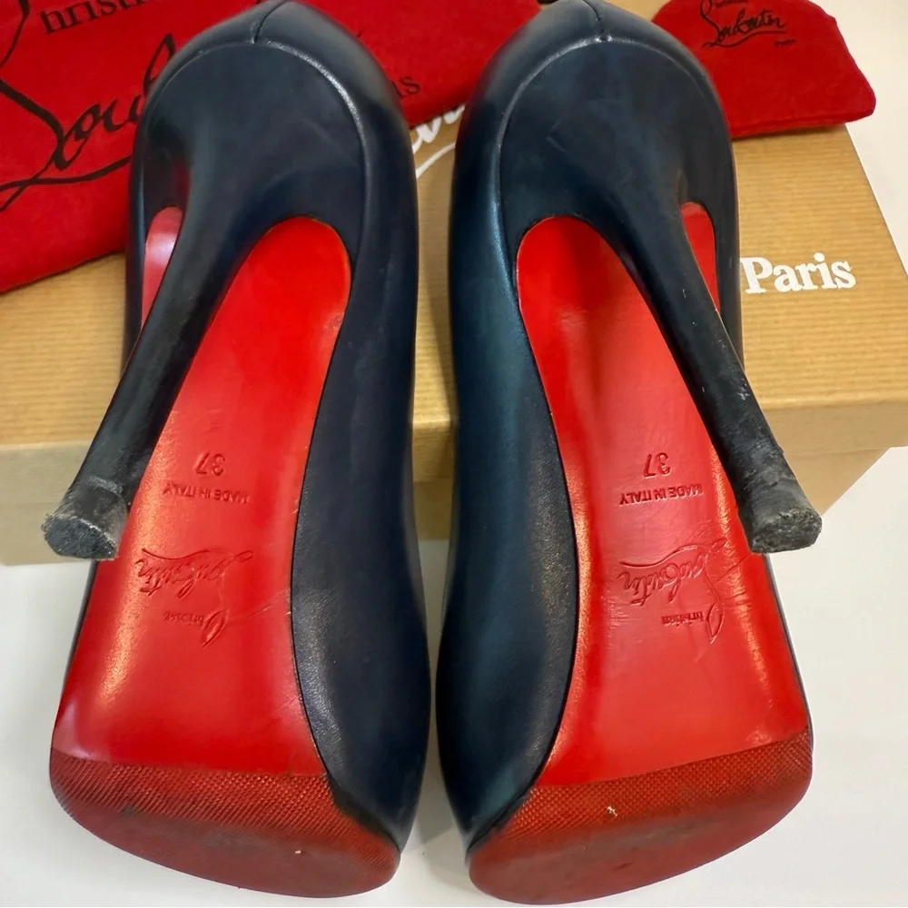 Christian Louboutin Simple Pump 100 Navy 37 Minimalist Feminine Designer Heels - Picture 5 of 7